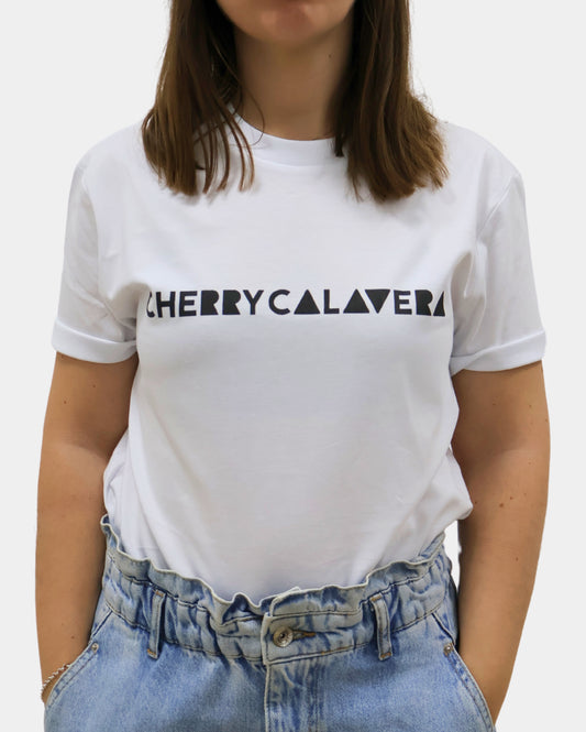 Camiseta Cherrycalavera Original White delantera. Camiseta sostenible